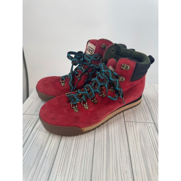 Vans V7064 Red Suede Hiking‎ Boots Men's 7 Women's 8.5 Reverse Waffle Sole